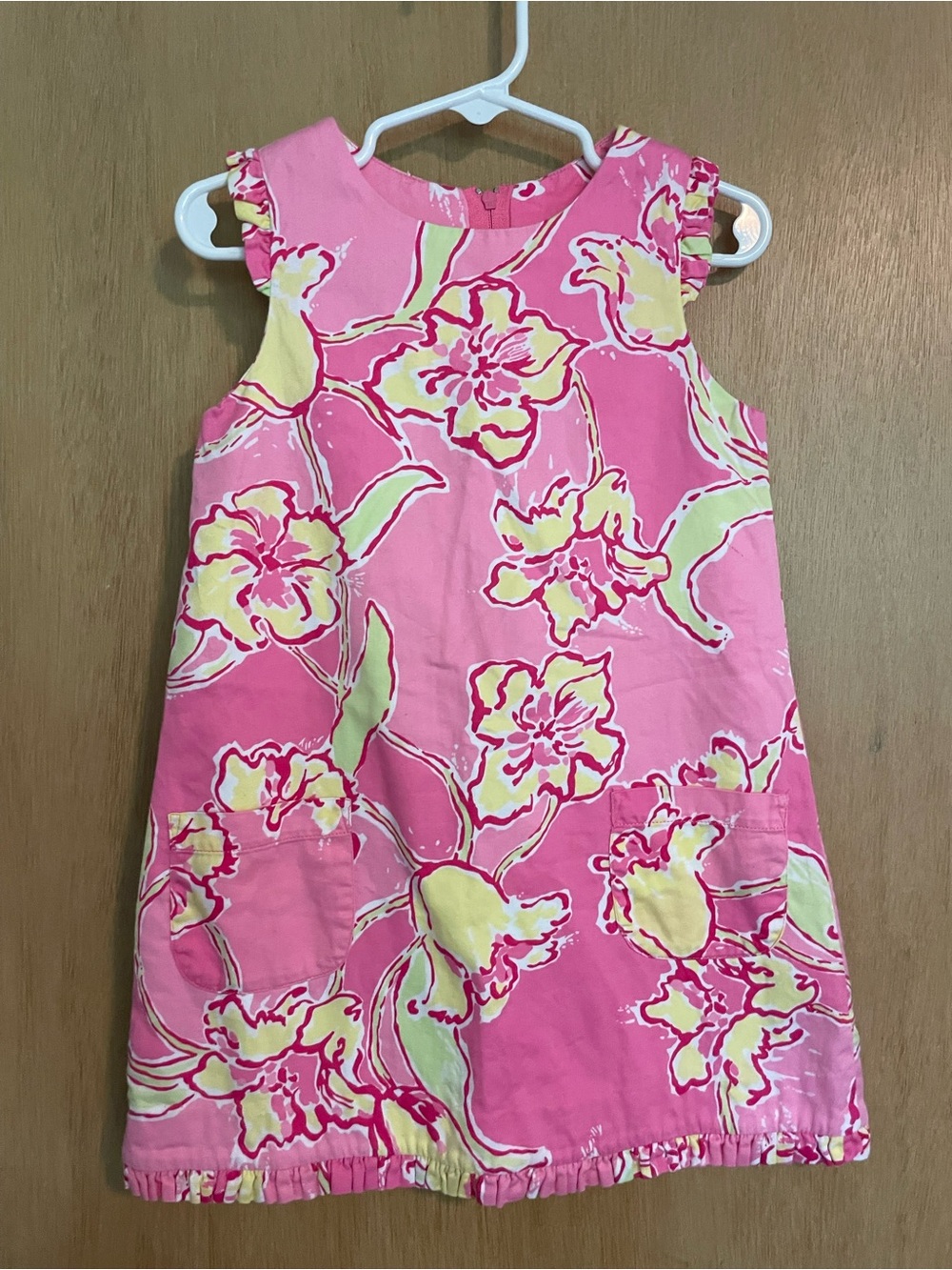 Lilly Pulitzer Girls Pink & Yellow Shift Dress - Size 5 - Hotty Day Lily